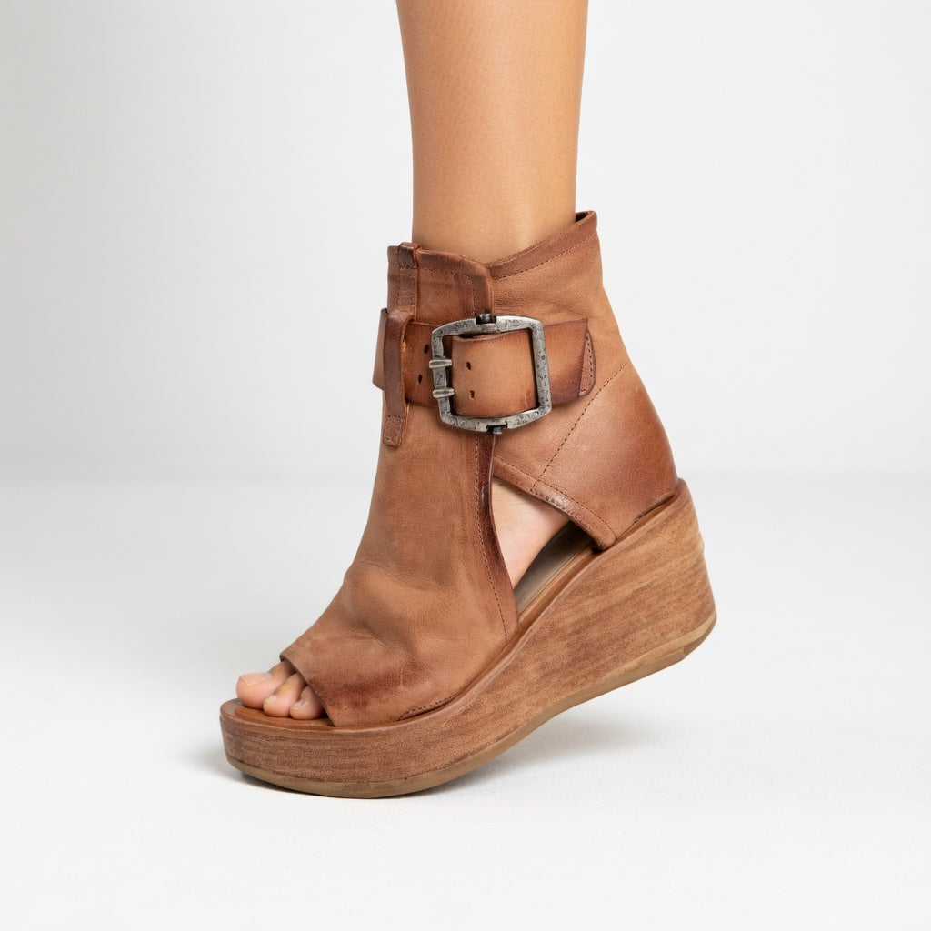Women's Suede Platform Wedge Sandals Autumn Open-Toe Shoes
