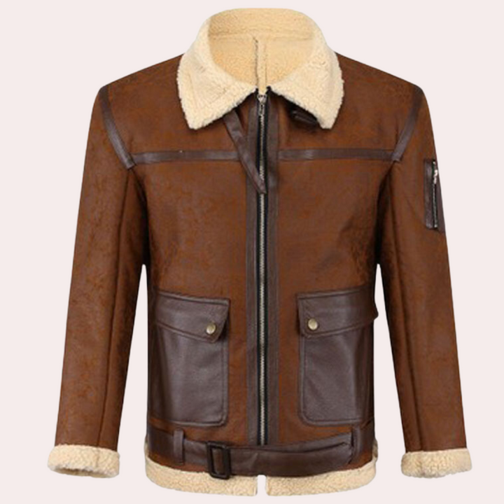 Erno - Stylish and warm leather biker jacket for men
