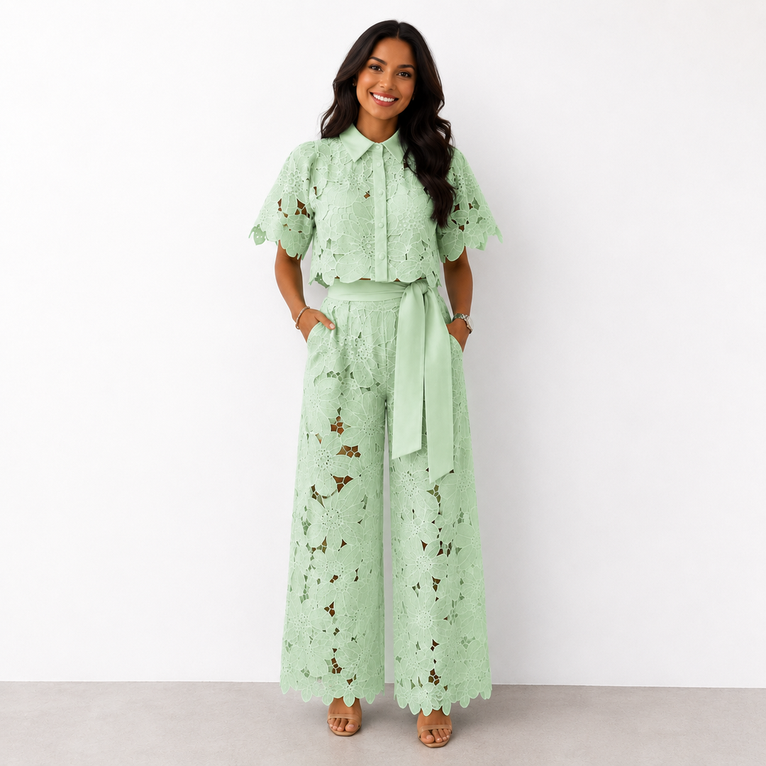 Women's Knit Top and Wide-Leg Pants Two-Piece Set Autumn Outfit