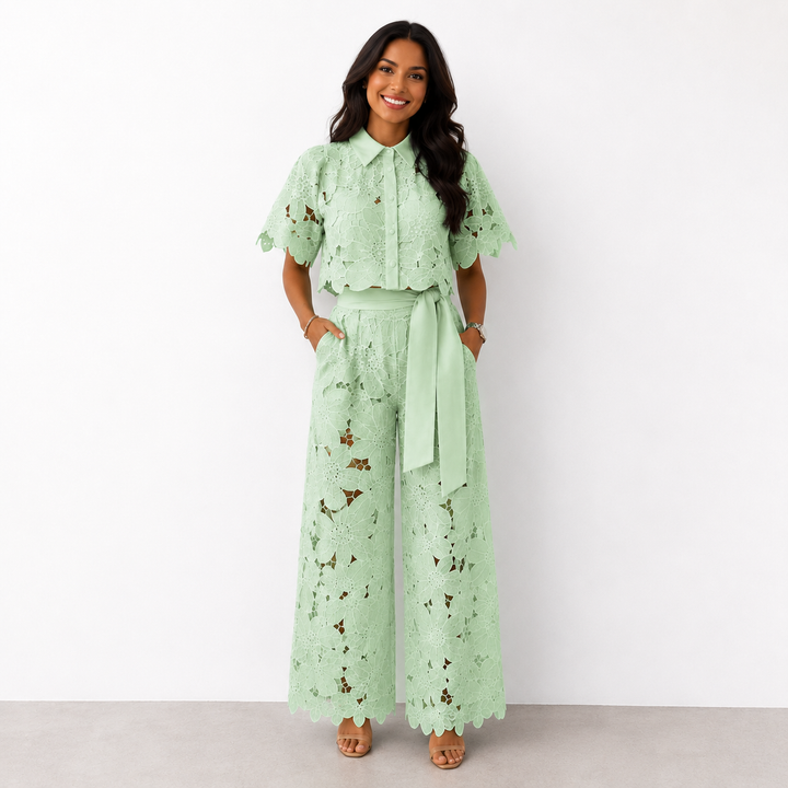 Women's Knit Top and Wide-Leg Pants Two-Piece Set Autumn Outfit