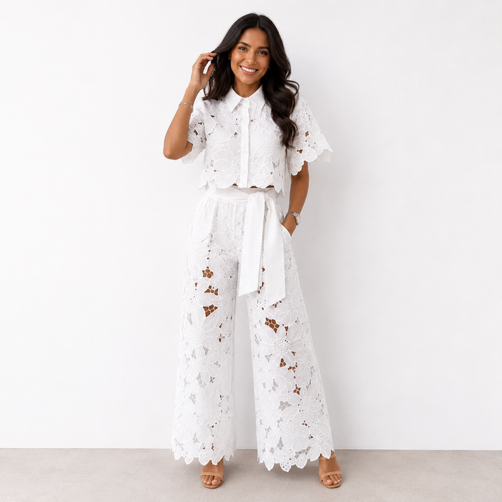 Women's Knit Top and Wide-Leg Pants Two-Piece Set Autumn Outfit