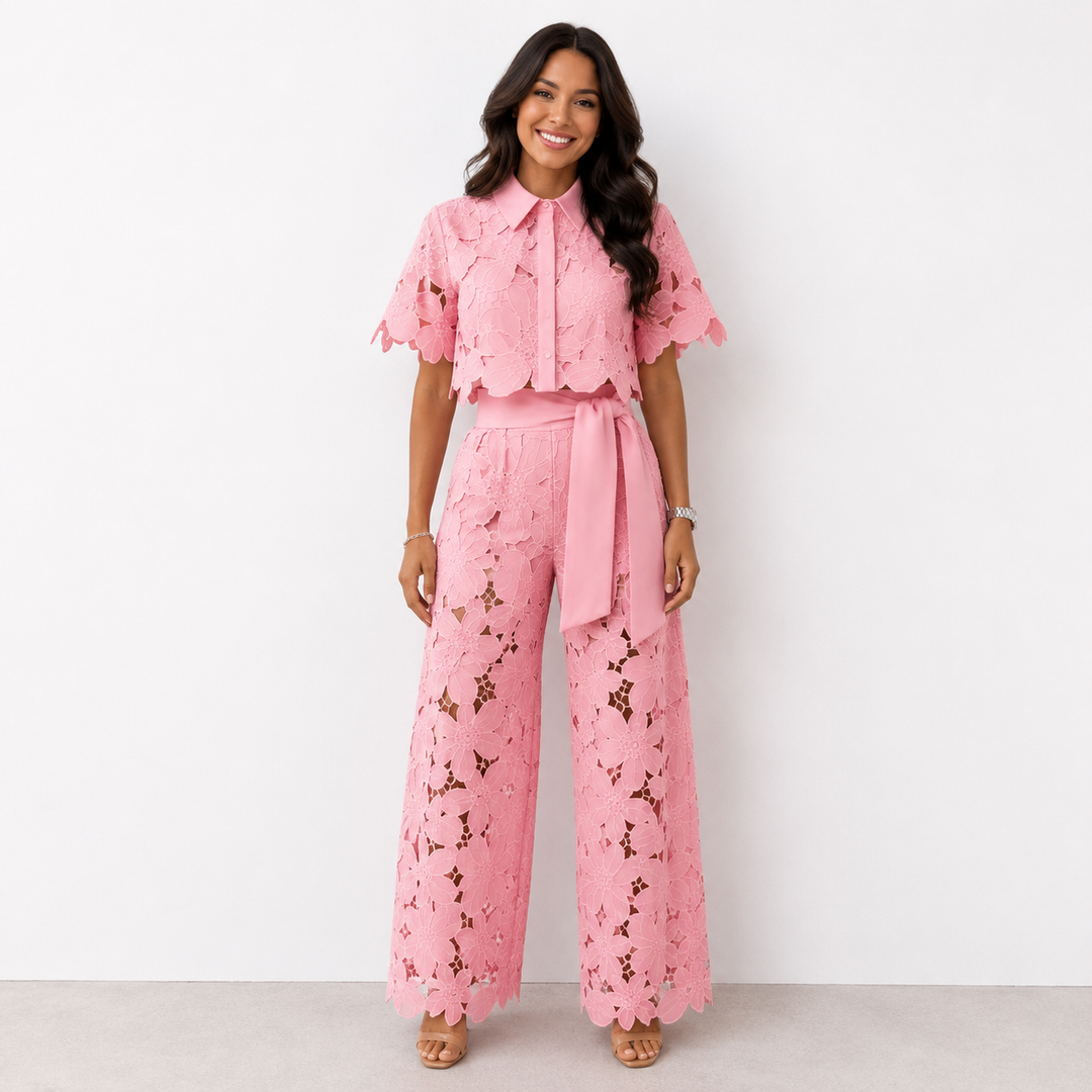 Women's Knit Top and Wide-Leg Pants Two-Piece Set Autumn Outfit