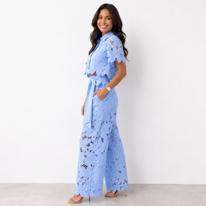 Women's Knit Top and Wide-Leg Pants Two-Piece Set Autumn Outfit