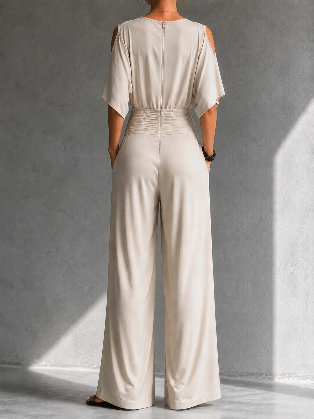 Women's Wide-Leg Crossover Jumpsuit Autumn Outfit