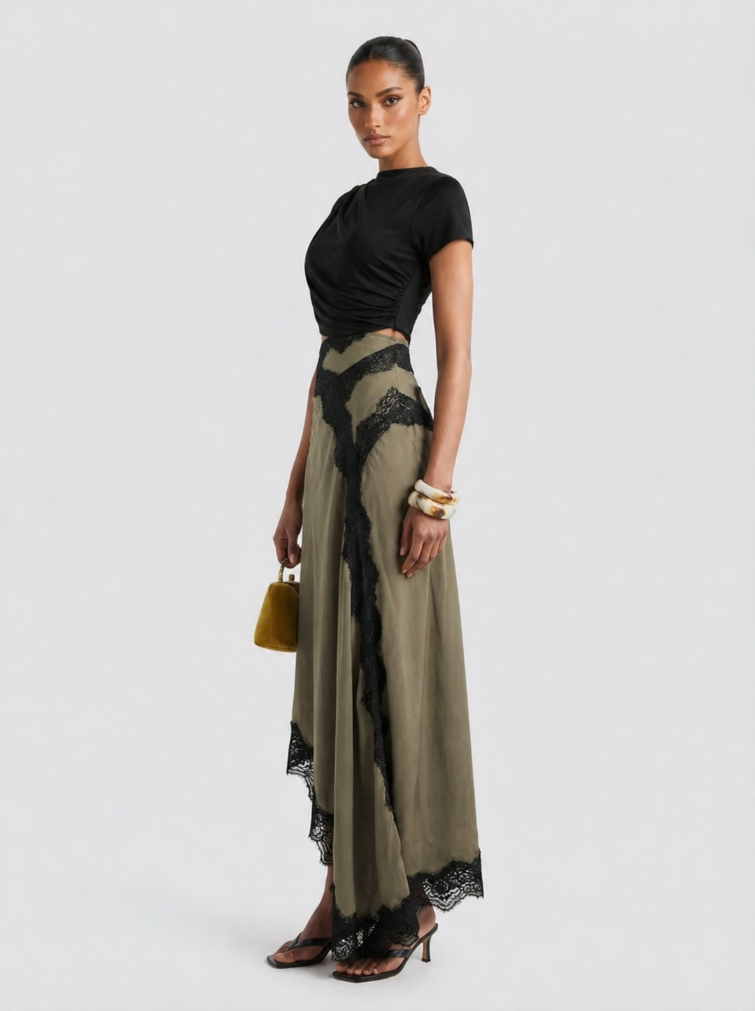 Women's Lace Two-Piece Maxi Skirt Set Autumn Evening Outfit