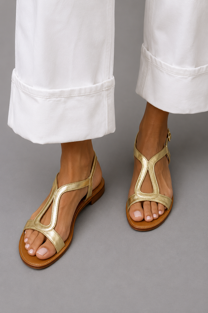 Women's Flat Sandals with Interlaced Straps and Back Strap for Autumn Style