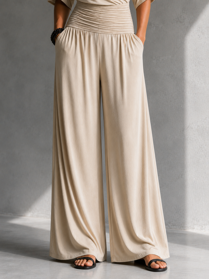 Women's Wide-Leg Crossover Jumpsuit Autumn Outfit