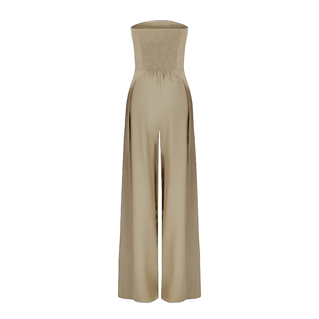 Women's Strapless Wide-Leg Jumpsuit with High Waist for Elegant Autumn Style