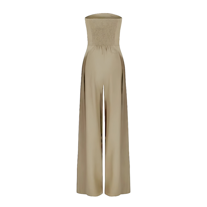 Women's Strapless Wide-Leg Jumpsuit with High Waist for Elegant Autumn Style