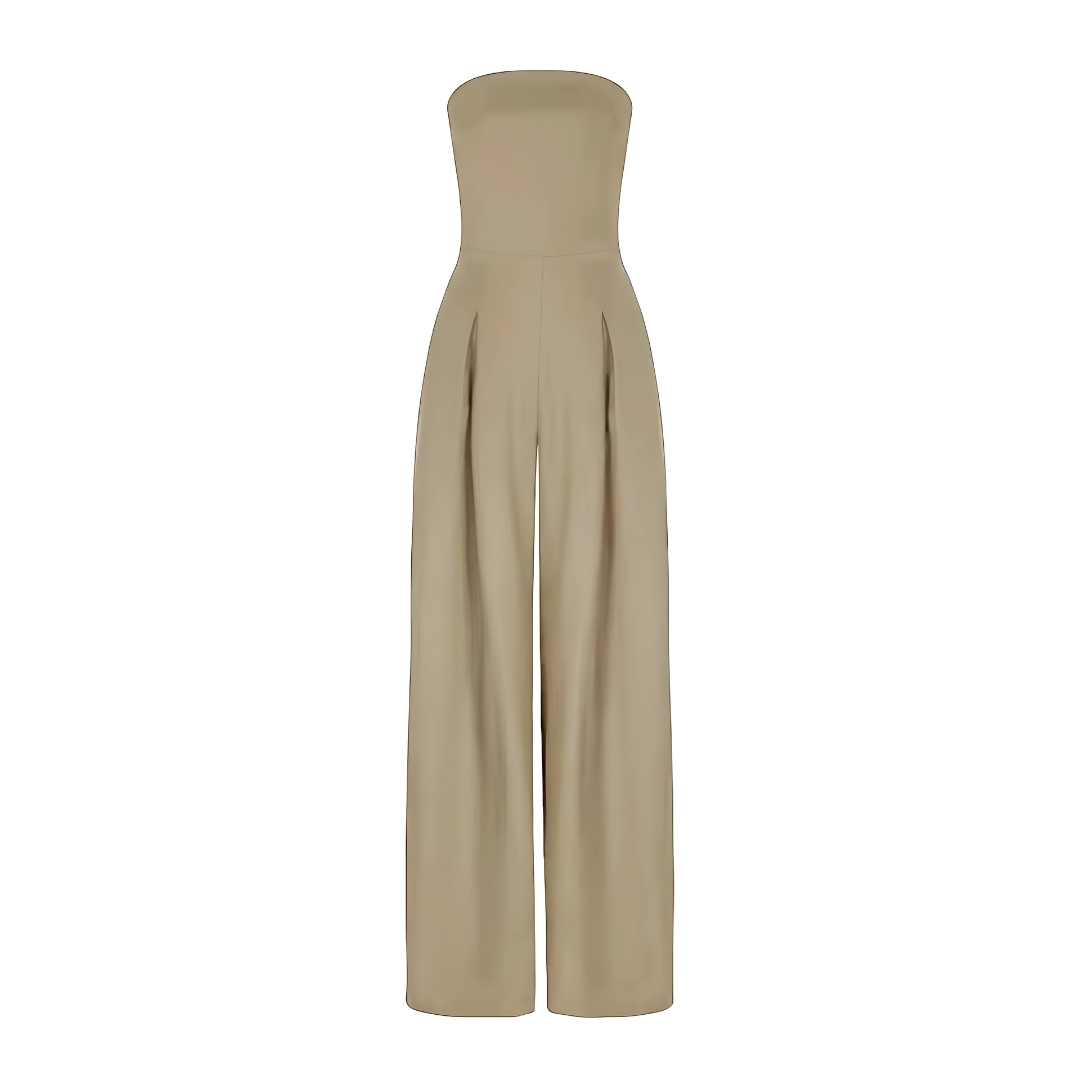 Women's Strapless Wide-Leg Jumpsuit with High Waist for Elegant Autumn Style