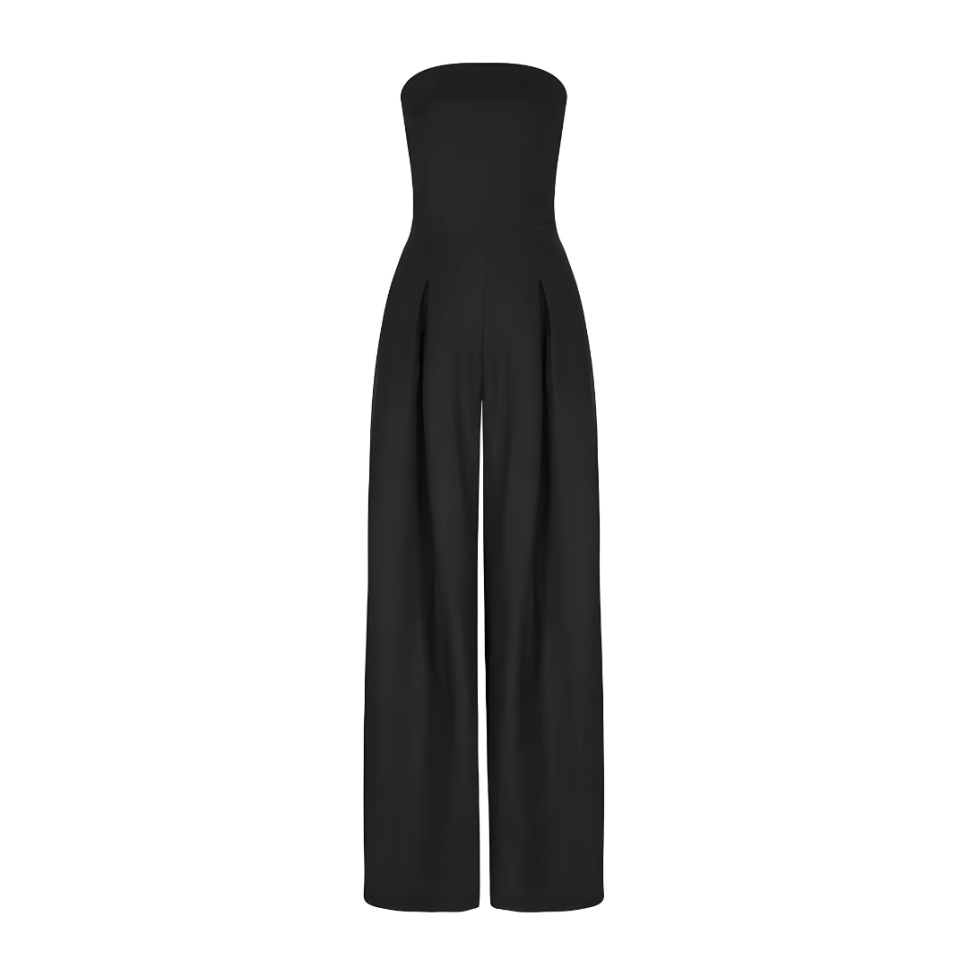 Women's Strapless Wide-Leg Jumpsuit with High Waist for Elegant Autumn Style