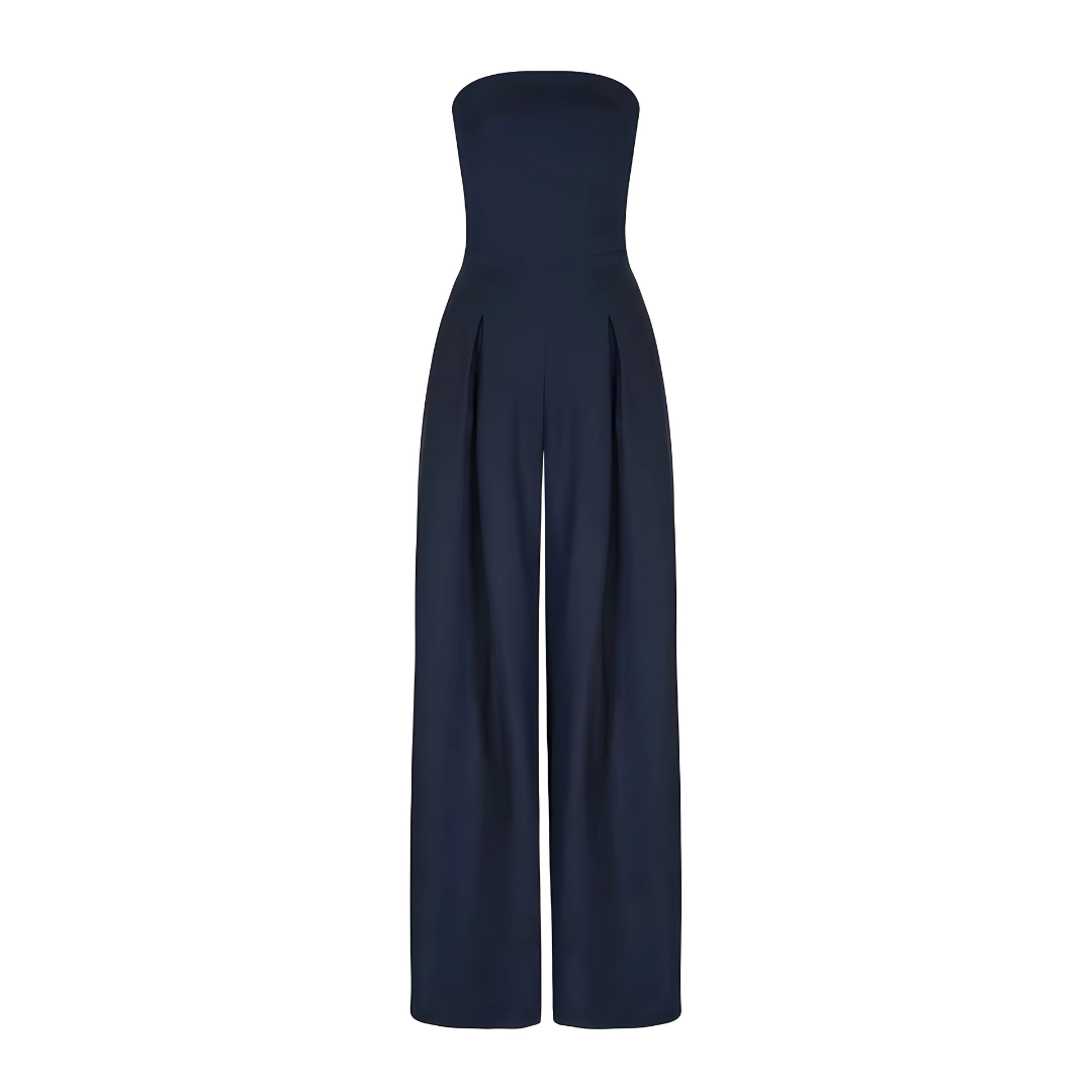Women's Strapless Wide-Leg Jumpsuit with High Waist for Elegant Autumn Style