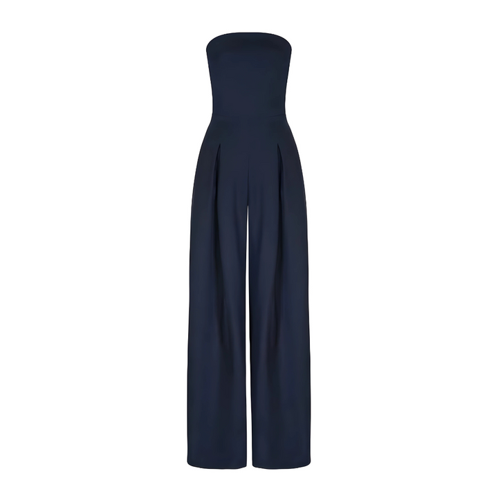 Women's Strapless Wide-Leg Jumpsuit with High Waist for Elegant Autumn Style