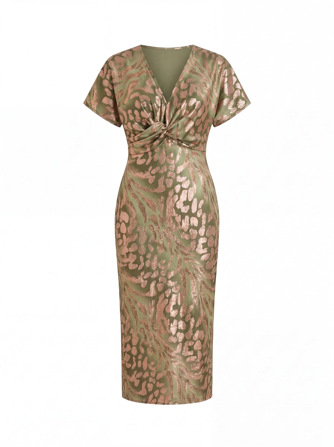 Women's Printed Midi Dress Belted Polyester Autumn Evening Outfit