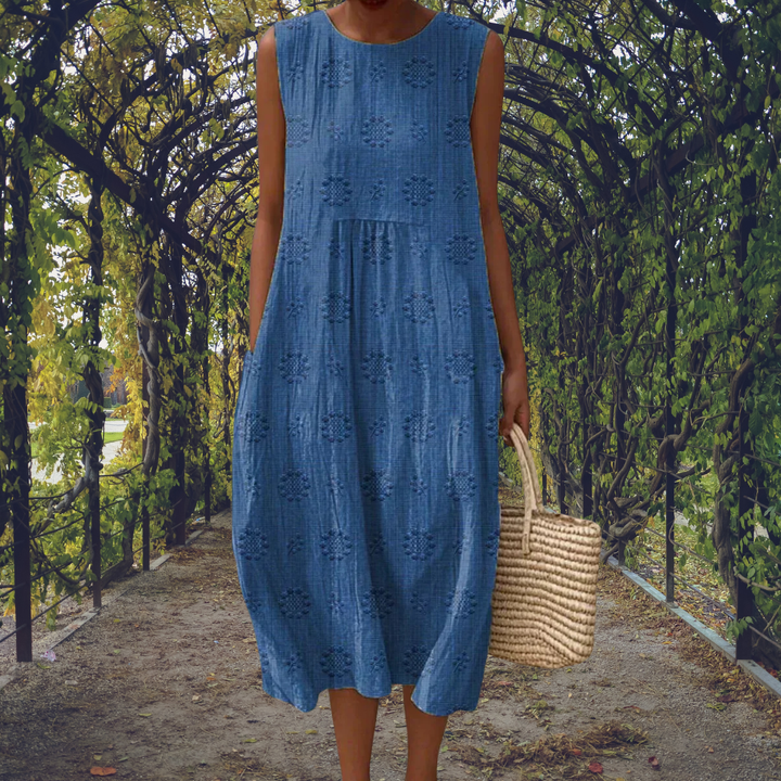 Women's Cotton Polka Dot Midi Dress for Autumn Casual Everyday Wear