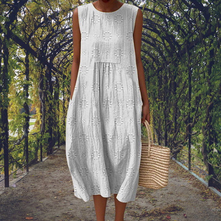 Women's Cotton Polka Dot Midi Dress for Autumn Casual Everyday Wear