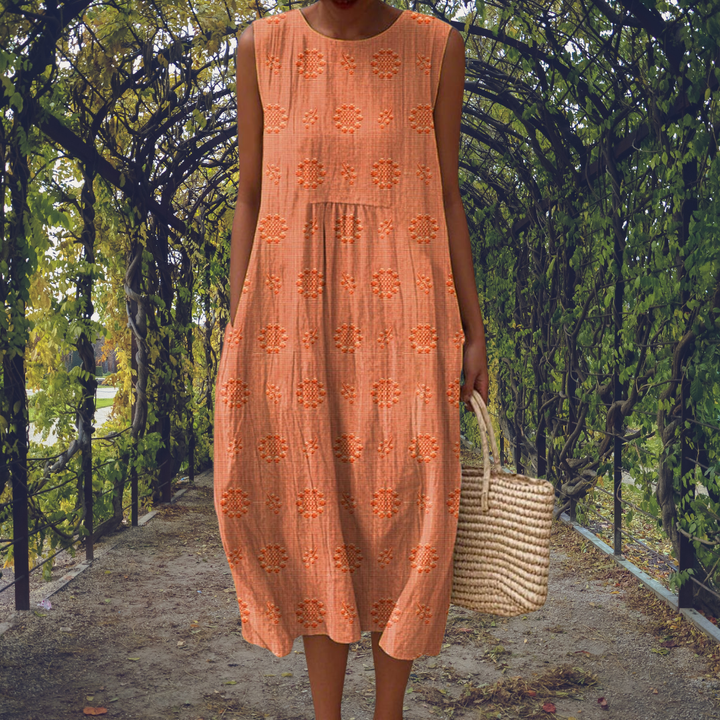 Women's Cotton Polka Dot Midi Dress for Autumn Casual Everyday Wear