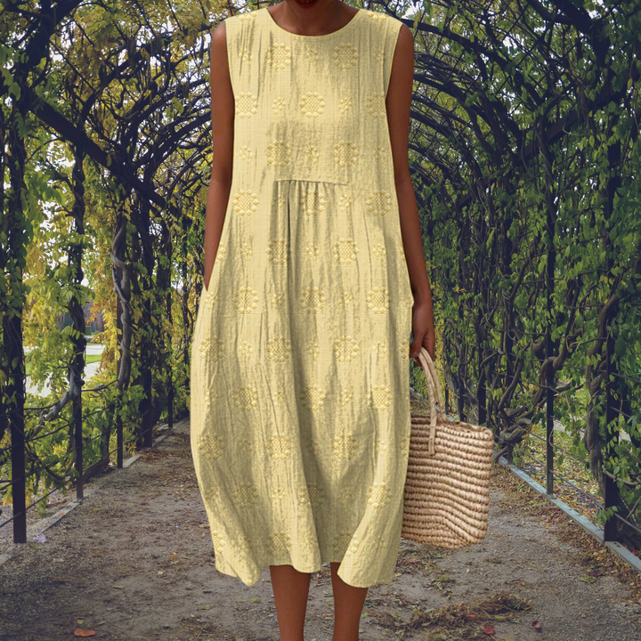 Women's Cotton Polka Dot Midi Dress for Autumn Casual Everyday Wear