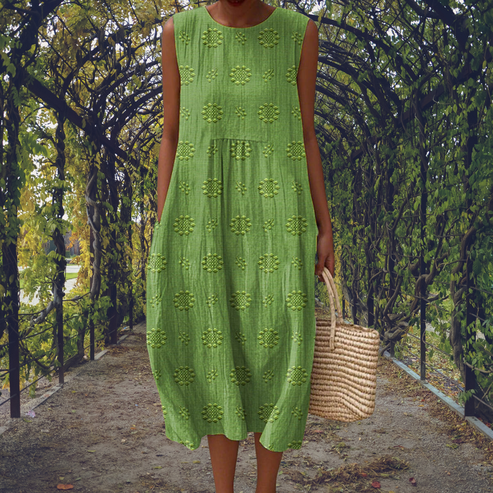 Women's Cotton Polka Dot Midi Dress for Autumn Casual Everyday Wear