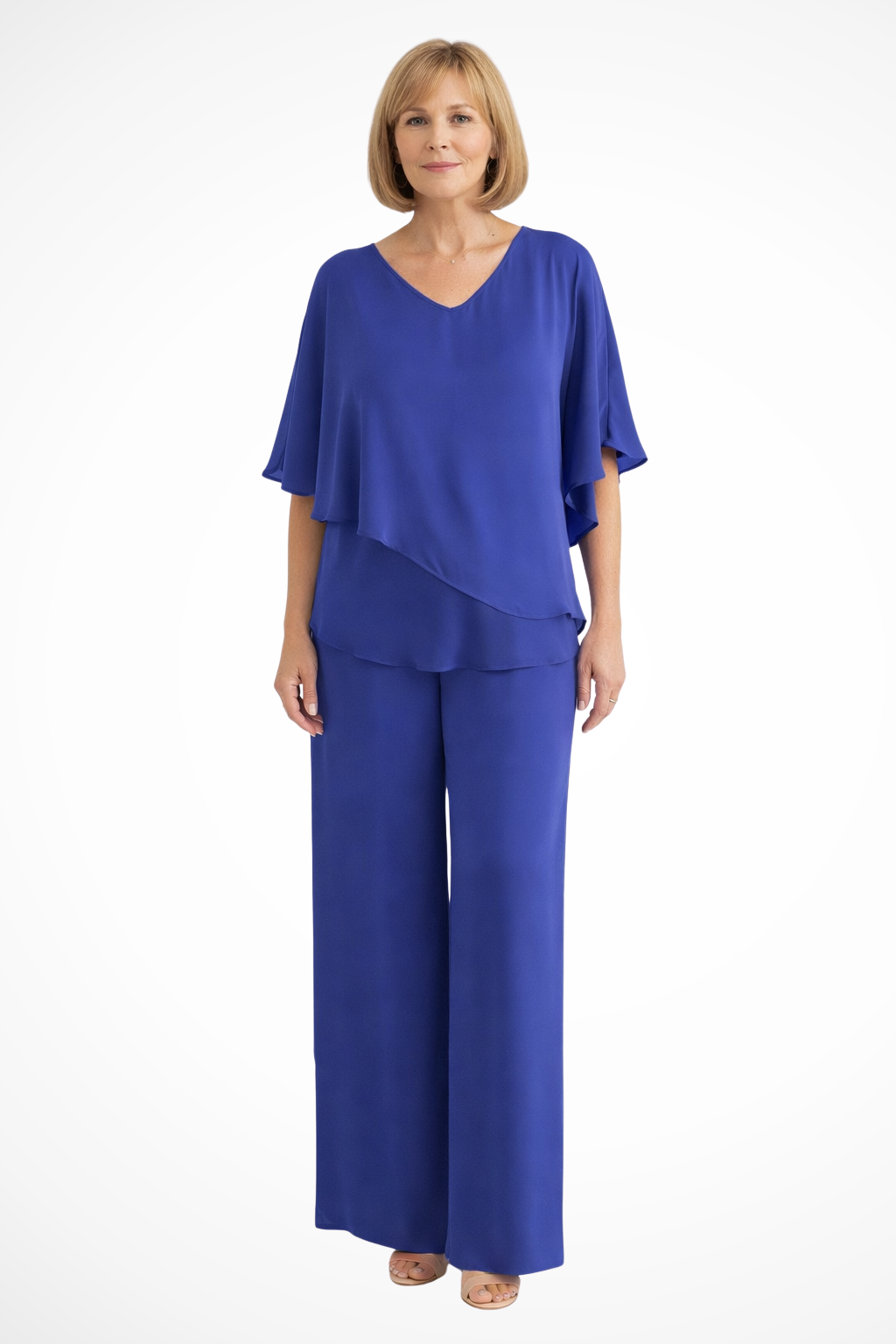 Women's Two-Piece Set with Asymmetrical Top and Wide-Leg Pants for Autumn