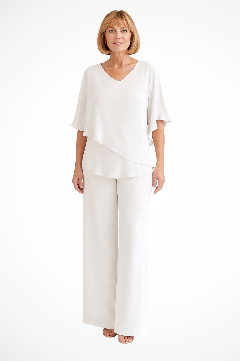 Women's Two-Piece Set with Asymmetrical Top and Wide-Leg Pants for Autumn