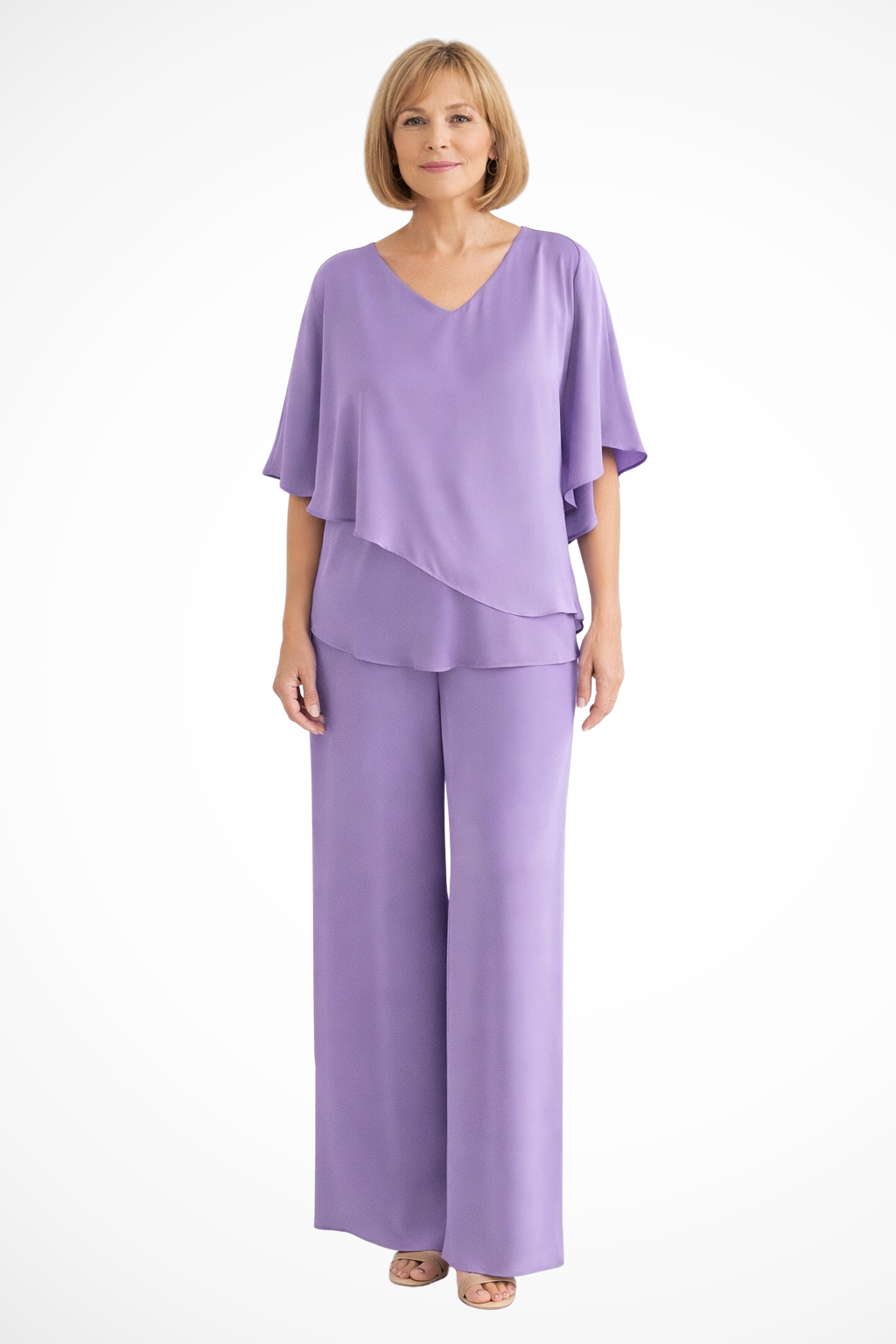 Women's Two-Piece Set with Asymmetrical Top and Wide-Leg Pants for Autumn