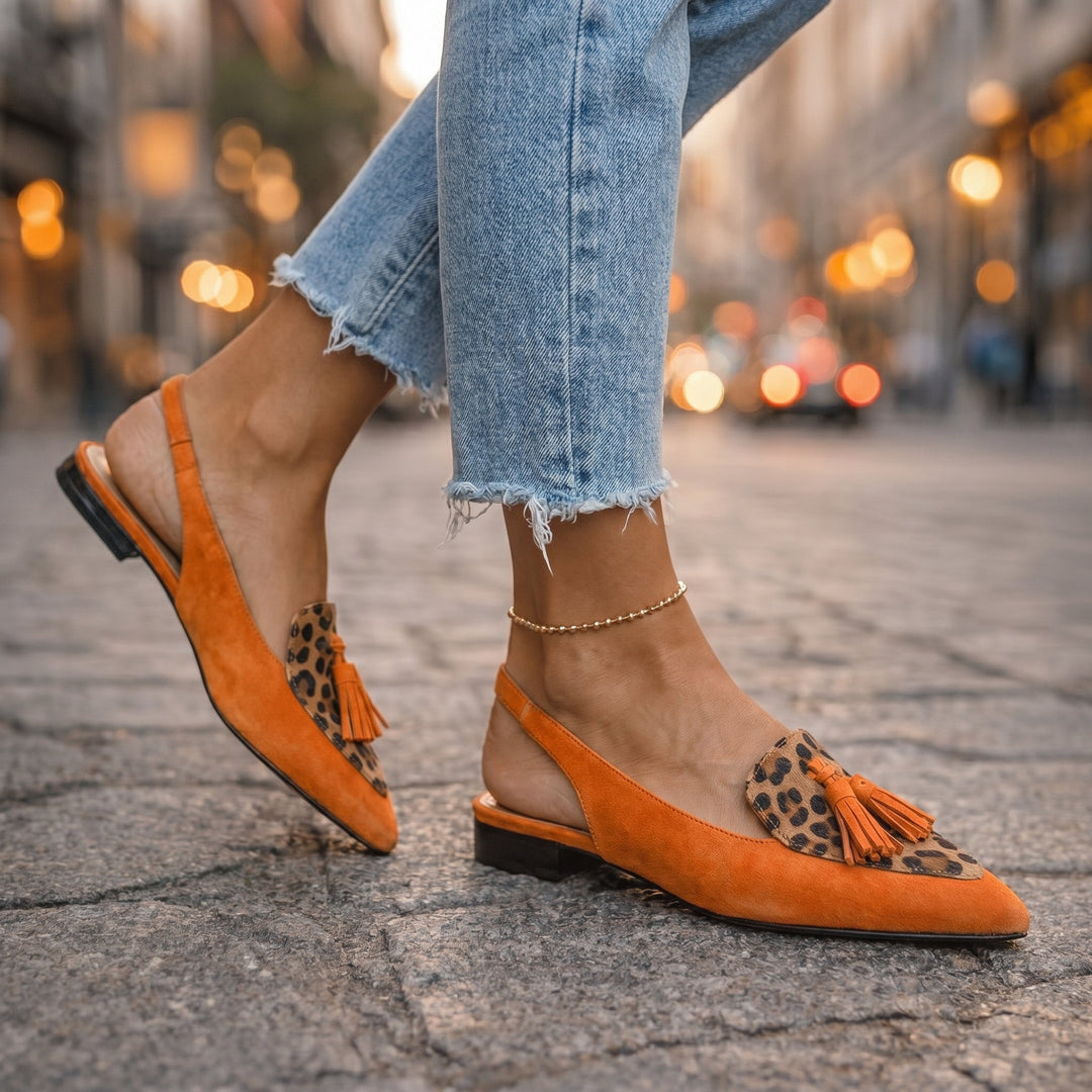 Women's Leather Pointed-Toe Mules Autumn Slip-On Shoes