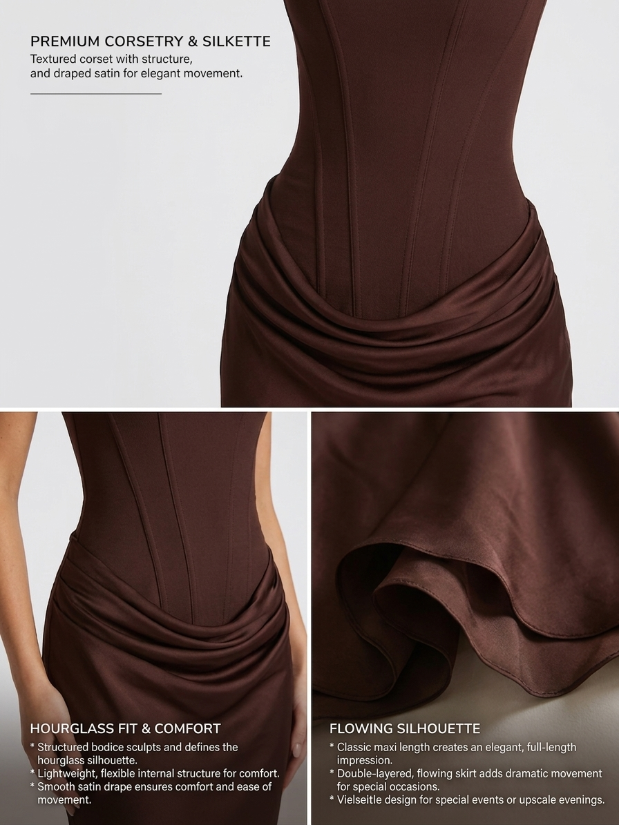 Maxi Dress for Women Fall Evening Dress with Square Neck and Draped Waist Silhouette