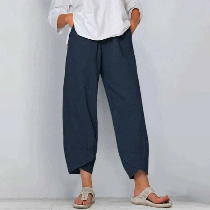 Women's Wide-Leg Casual Pants with Cotton for Autumn Everyday Wear