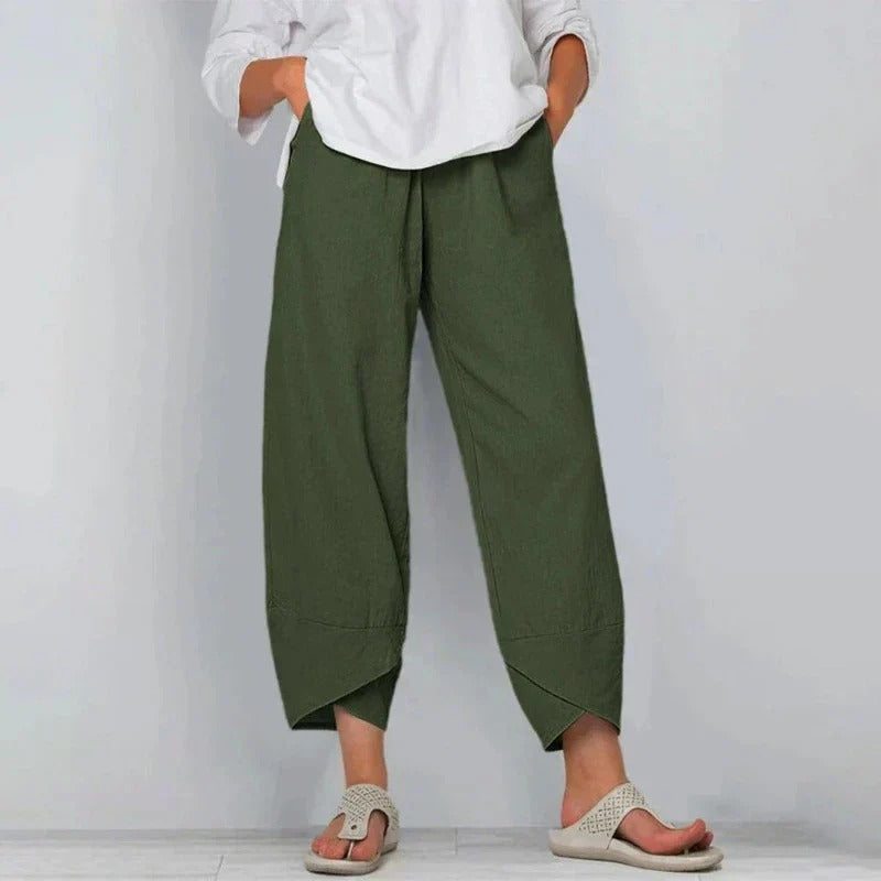 Women's Wide-Leg Casual Pants with Cotton for Autumn Everyday Wear