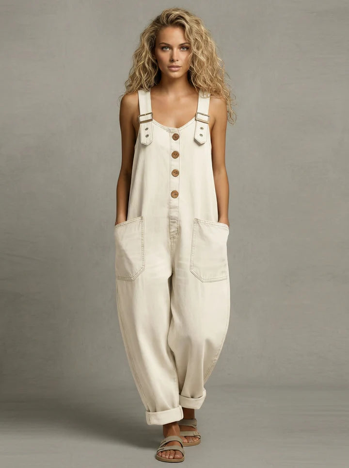 Women's Relaxed Overalls with Wide Straps for Autumn Casual Everyday Wear