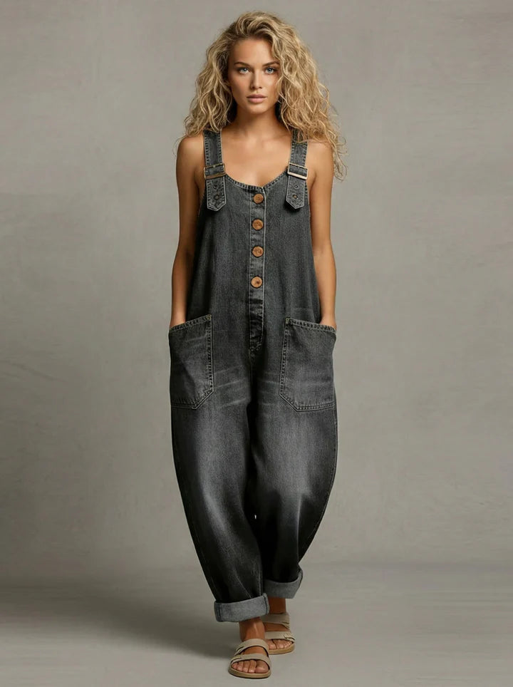 Women's Relaxed Overalls with Wide Straps for Autumn Casual Everyday Wear