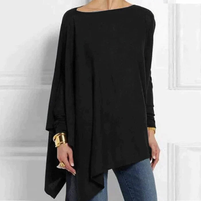 Women's Cotton Asymmetrical Tunic Top with Loose Fit for Autumn Casual Wear