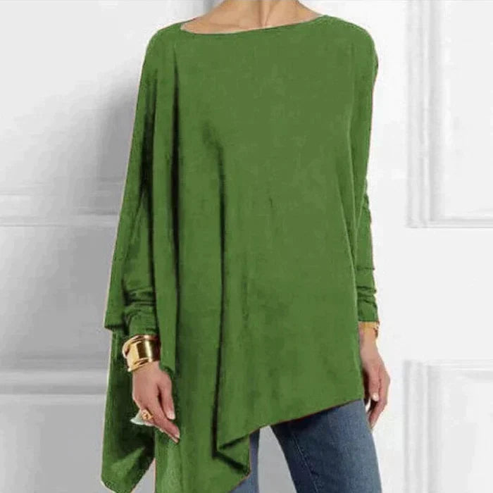Women's Cotton Asymmetrical Tunic Top with Loose Fit for Autumn Casual Wear