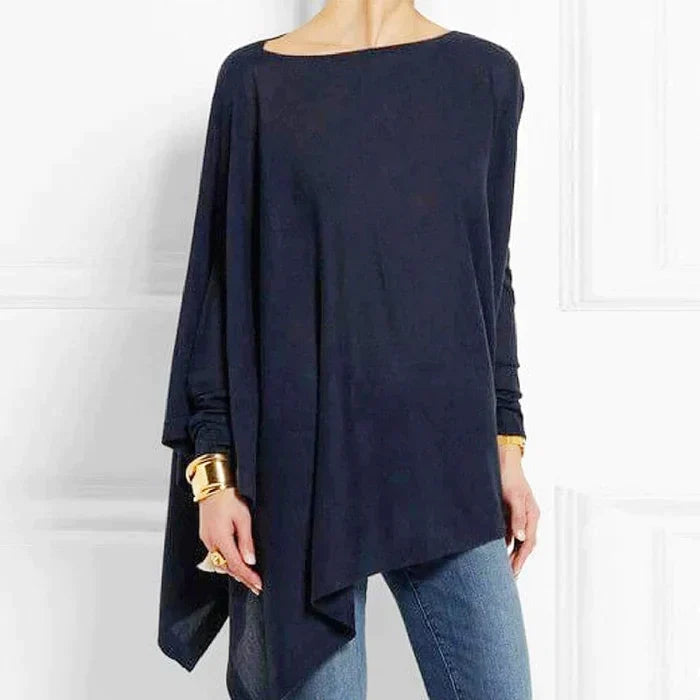 Women's Cotton Asymmetrical Tunic Top with Loose Fit for Autumn Casual Wear