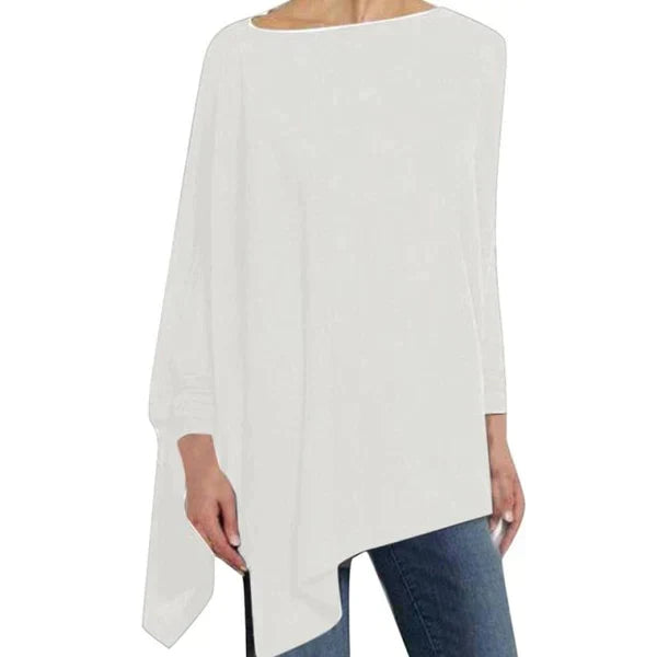 Women's Cotton Asymmetrical Tunic Top with Loose Fit for Autumn Casual Wear