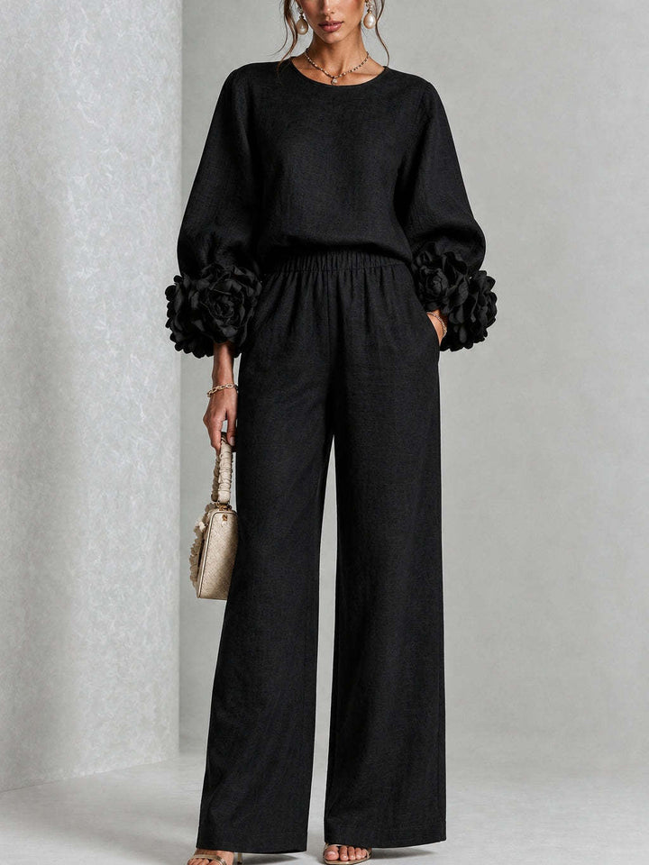 Women's Cotton Blend Floral Two Piece Set Autumn Casual Suit