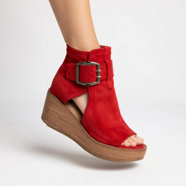 Women's Suede Platform Wedge Sandals Autumn Open-Toe Shoes