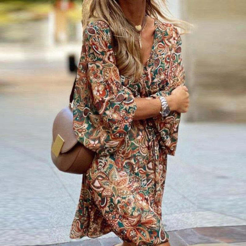 Rozina - Trendy Boho Mini Dress`