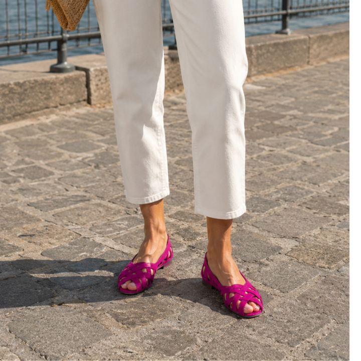 Women's Leather Braided Flat Sandals Autumn Open-Toe Walking Sandals