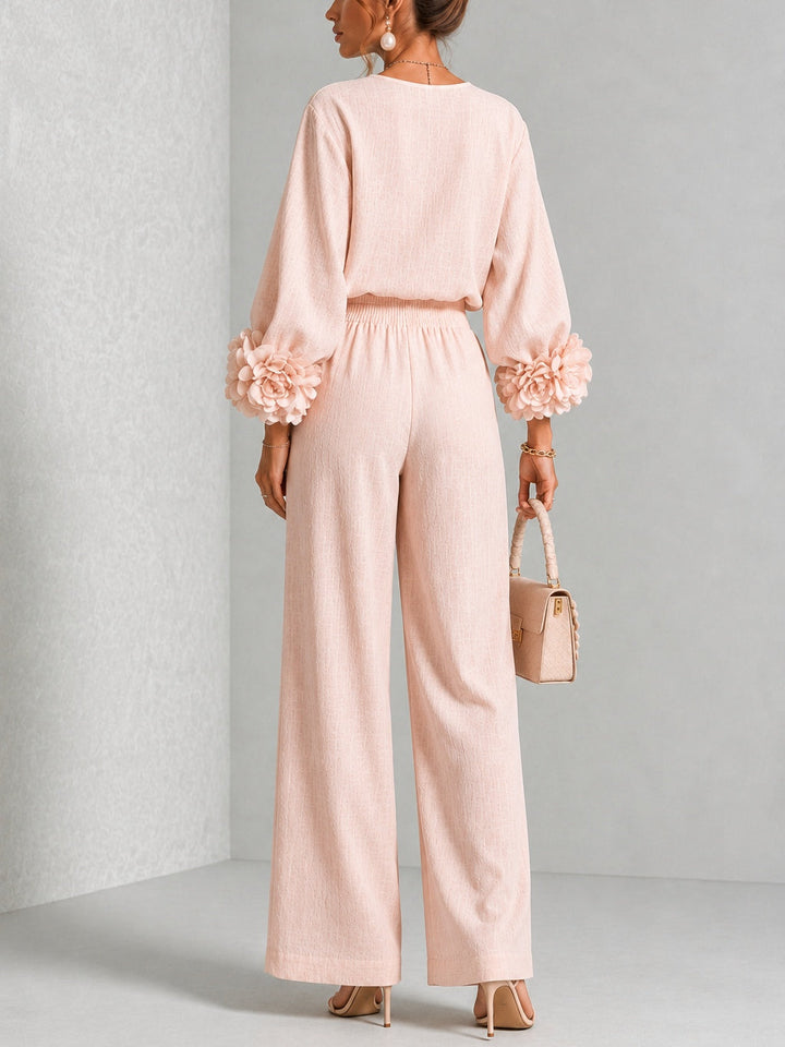 Women's Cotton Blend Floral Two Piece Set Autumn Casual Suit