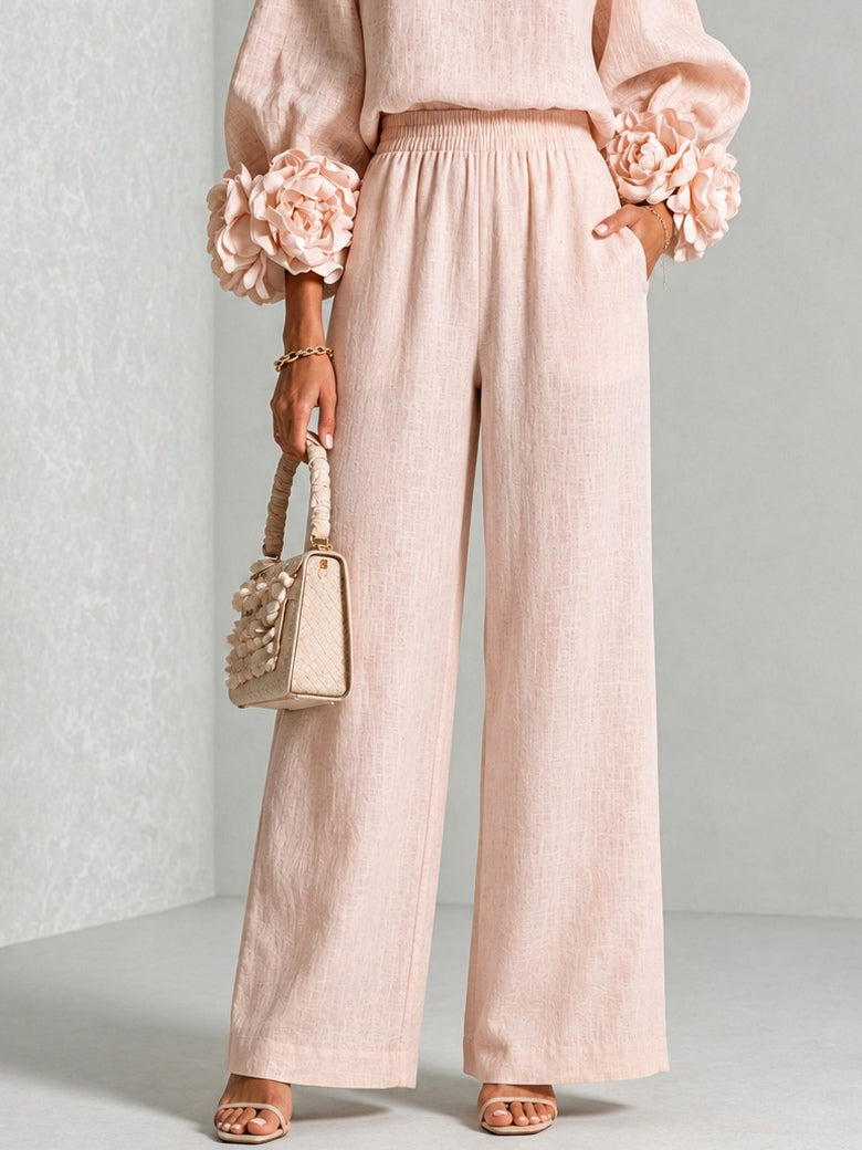 Women's Cotton Blend Floral Two Piece Set Autumn Casual Suit