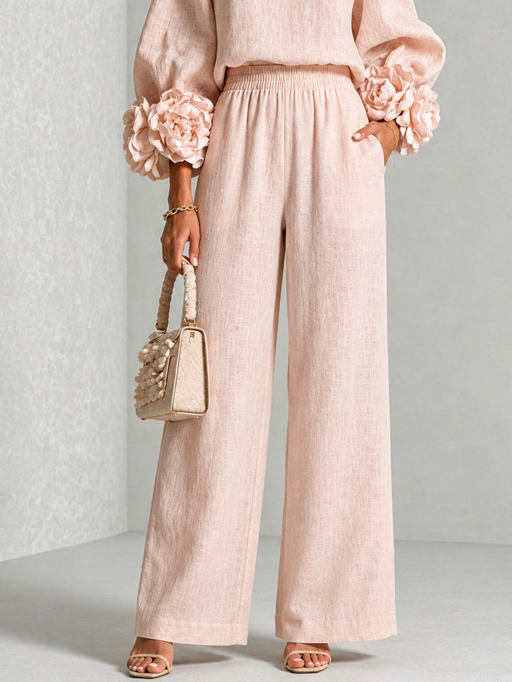 Women's Cotton Blend Floral Two Piece Set Autumn Casual Suit