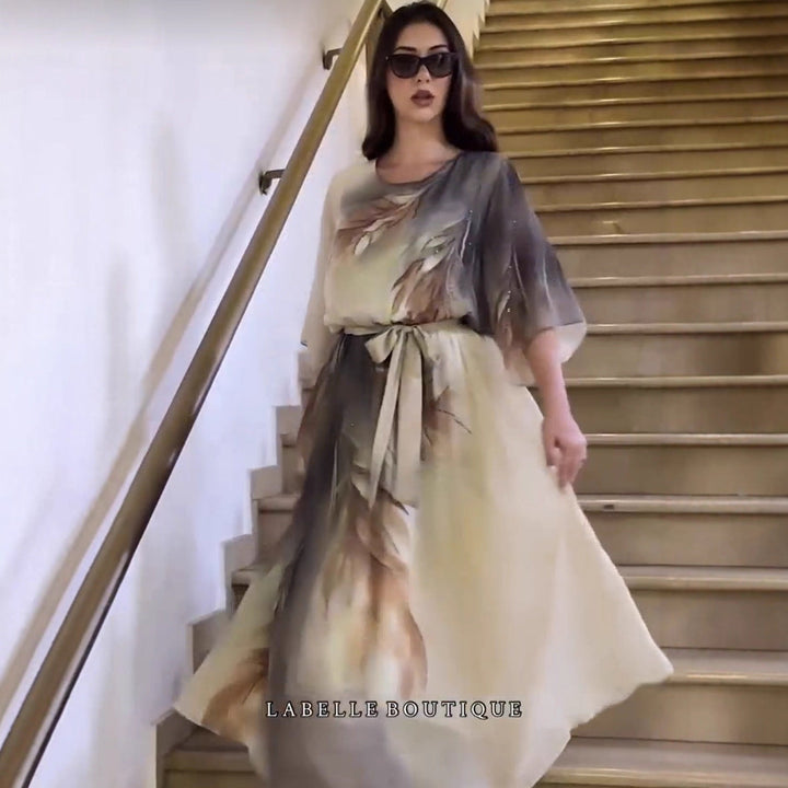 Women's Chiffon Maxi Dress Spring Flowy Printed Long Dress for Weddings, Parties and Holidays