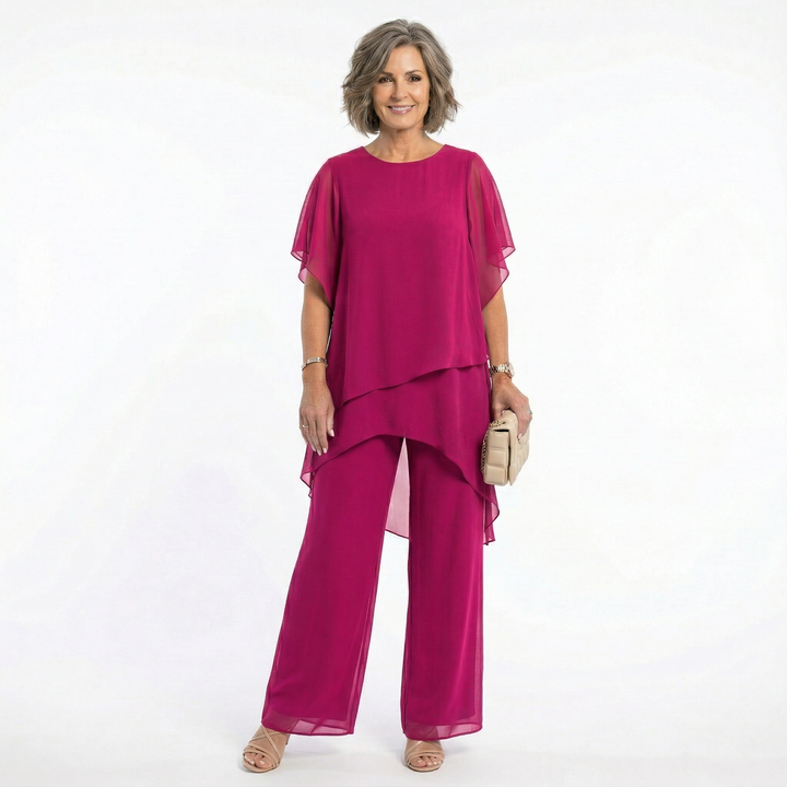 Elegant Women's Ceremony Outfit with Asymmetrical Tunic
