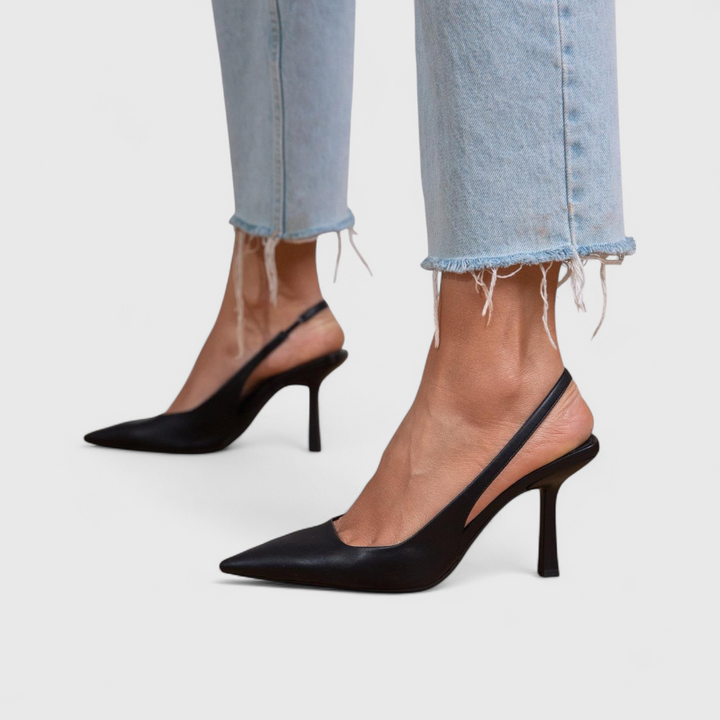 Women's Suede Pointed Toe Slingback Kitten Heels Autumn Pumps