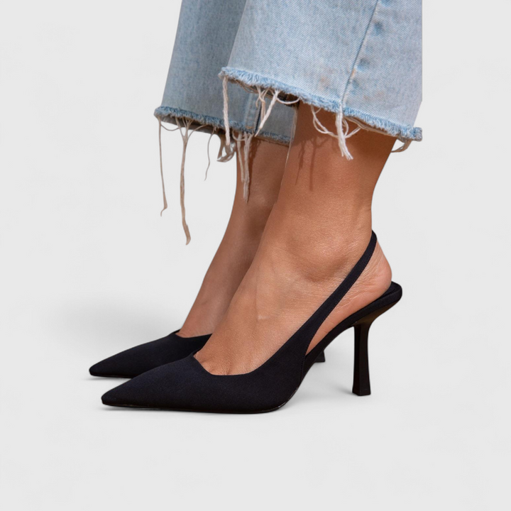 Women's Suede Pointed Toe Slingback Kitten Heels Autumn Pumps