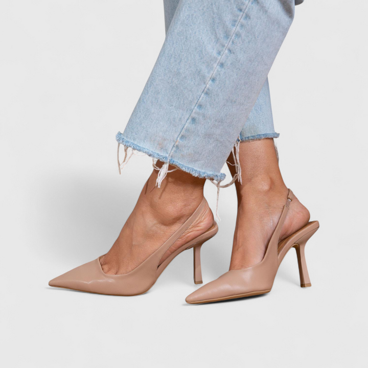 Women's Suede Pointed Toe Slingback Kitten Heels Autumn Pumps