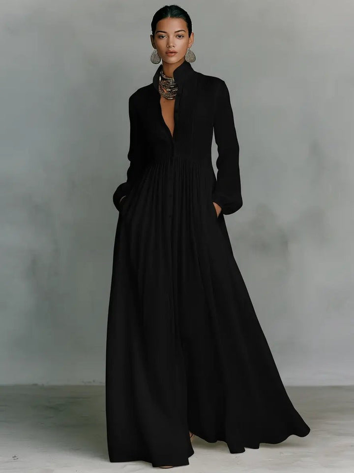 Women's Simple Wedding Dress Long Sleeve Cotton Linen Autumn Gown