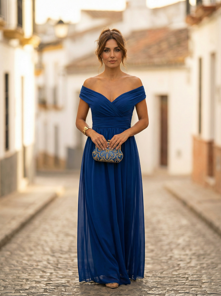 Women's Long Off-Shoulder Evening Dress Elegant Autumn Formal Occasion